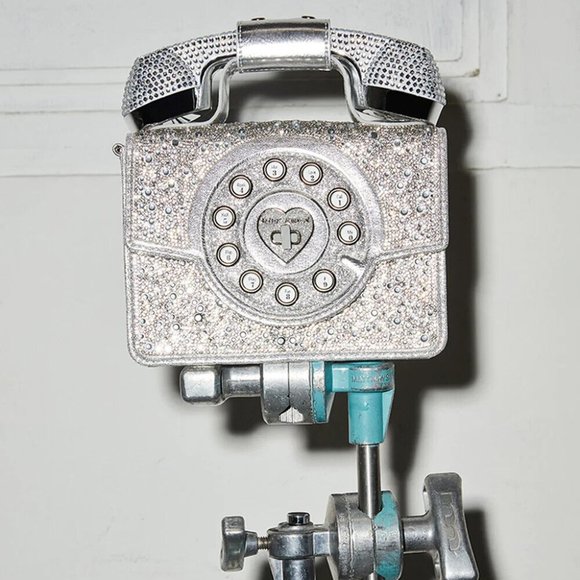 Betsey Johnson Kitsch Million Stars Silver Phone Crossbody Bag New Sealed - Picture 2 of 16